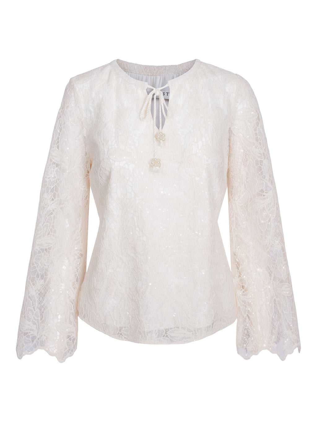 Haust Pearl Tassel Blouse bluse i krem til dame – bilde 1