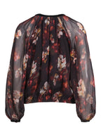Haust Printed Blouse med blomsterprint og lange ermer, sett bakfra