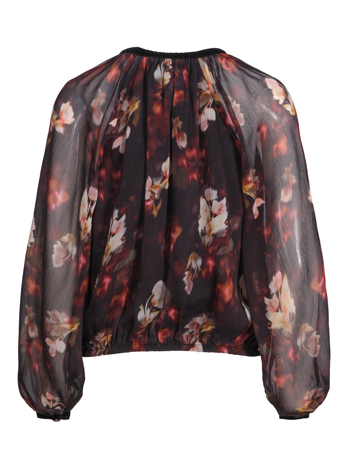 Haust Printed Blouse med blomsterprint og lange ermer, sett bakfra