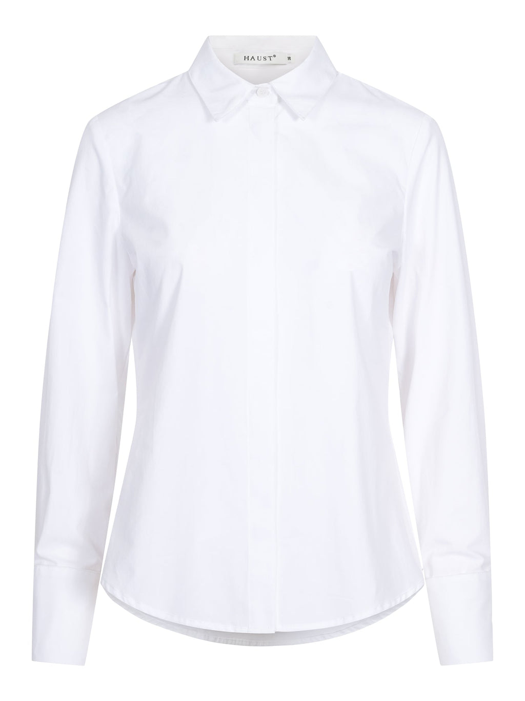 Haust Button Shirt hvit skjorte til dame – forfra