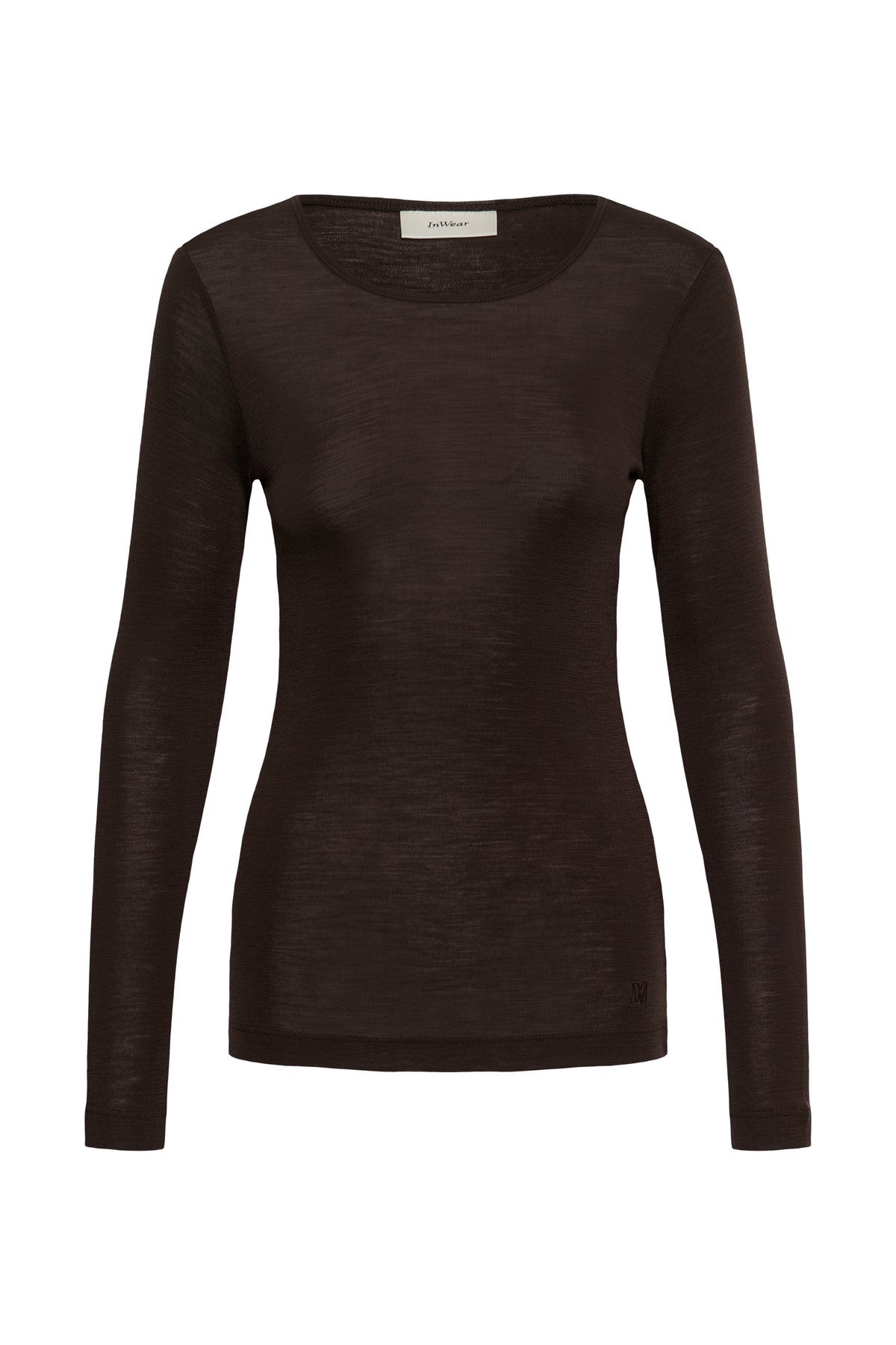 InWear Fang ulltrøye i choco brun med rund hals – produktbilde forfra