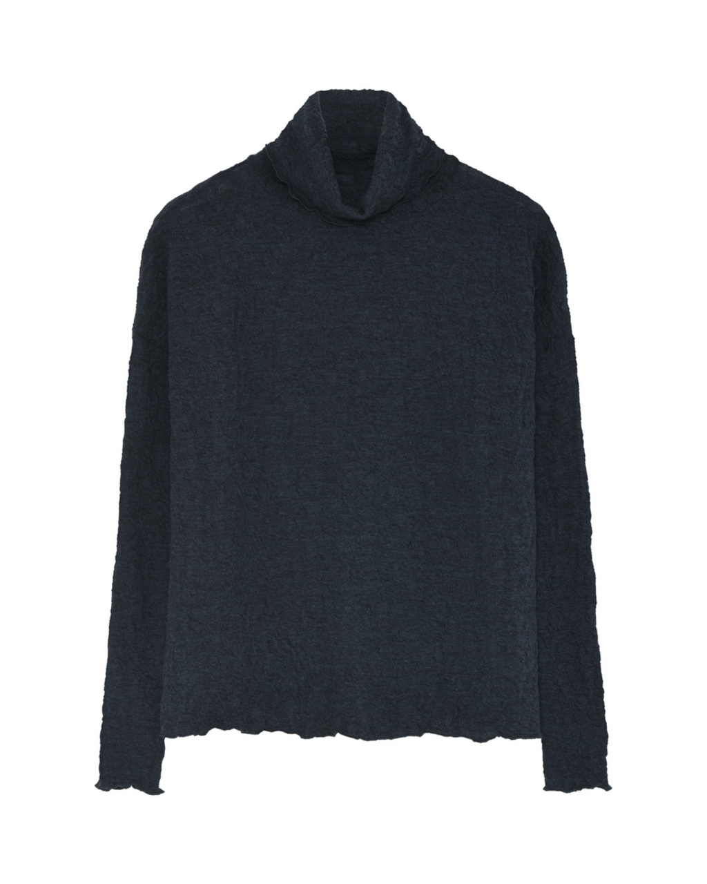 BYBASICS BUBBLE MERINO ULL GENSER MED HØY HALSS – Svart