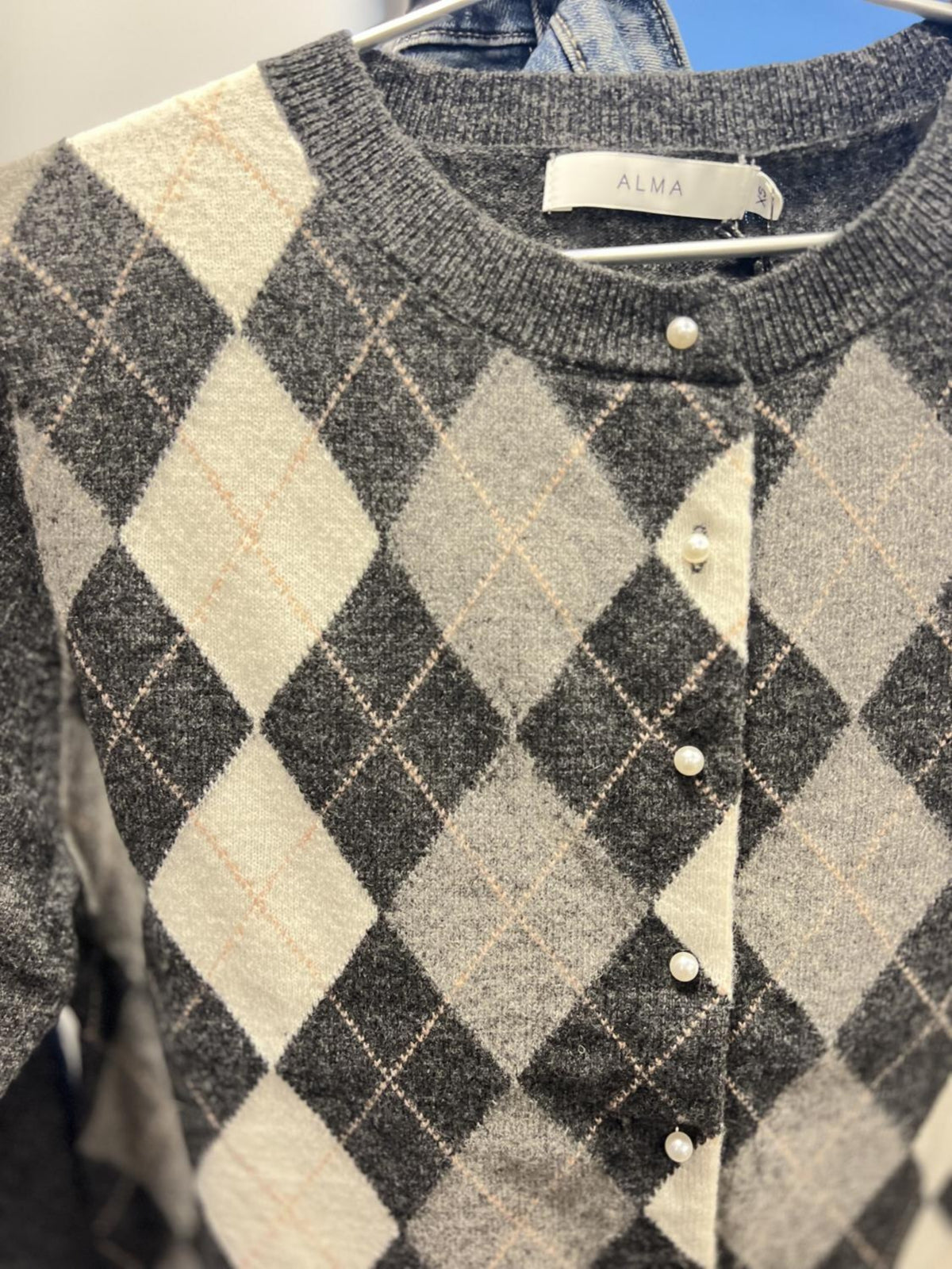 LULLA INTARSIA CARDIGAN ULLCARDIGAN – Grå