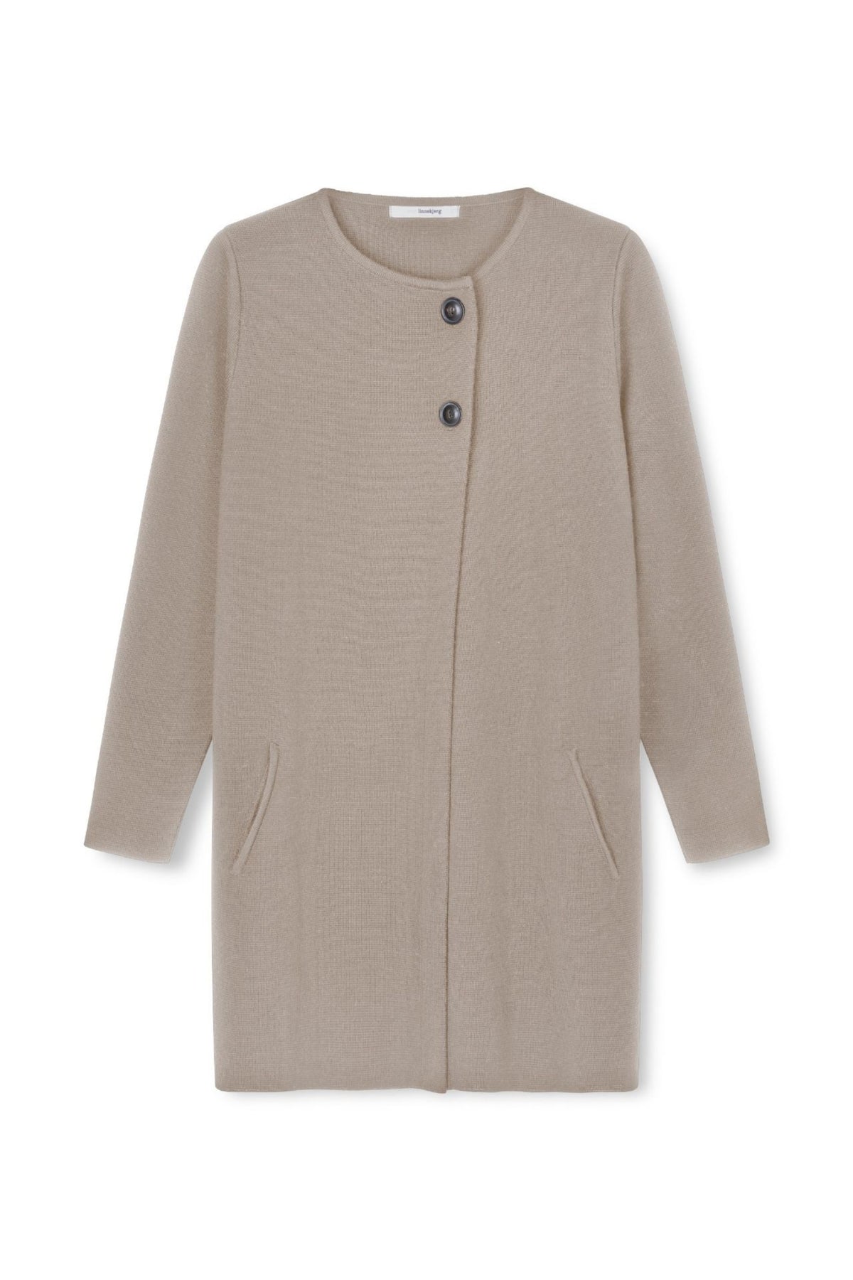 MARGIT LANG JAKKE I MERINOULL SAND – Beige