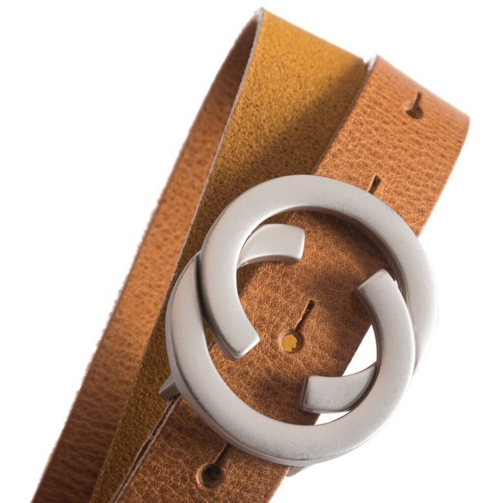 JEANS BELT MED RUND SPENNE – Beige