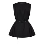 Haute L'Amitie Premiere peplum vest med belte i sort til dame, sett bakfra