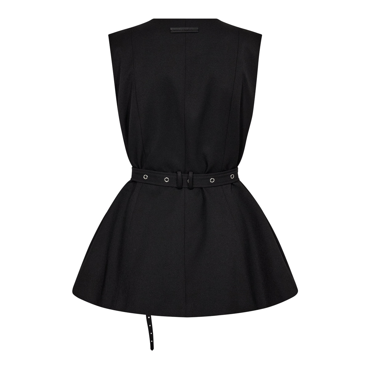 Haute L'Amitie Premiere peplum vest med belte i sort til dame, sett bakfra