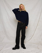 Sisse Knit Ullgenser med jakdun – LR1656 - Navy Melange - Extra 3.jpg