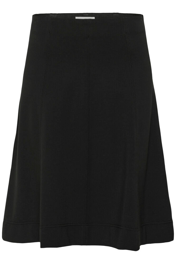 Part Two Violy Skirt – sort strikket skjørt i knelengde til dame, sett forfra