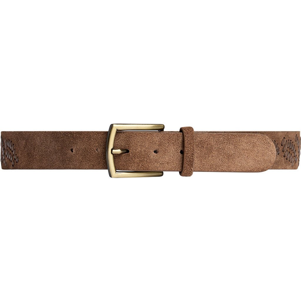 Depeche Santa Fe belte i brunt semsket skinn (Walnut) med firkantet metallspenne