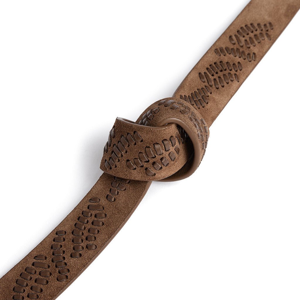 Brunt semsket skinnbelte fra Depeche, Santa Fe 3,5 cm bredt